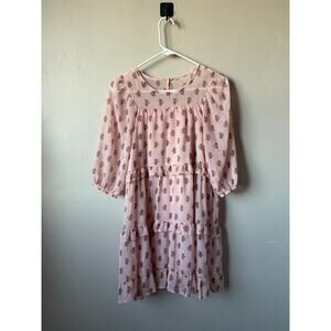 Wonder Nation Girls Pink Floral Chiffon Midi Dress- Size L (10-12) Plus
